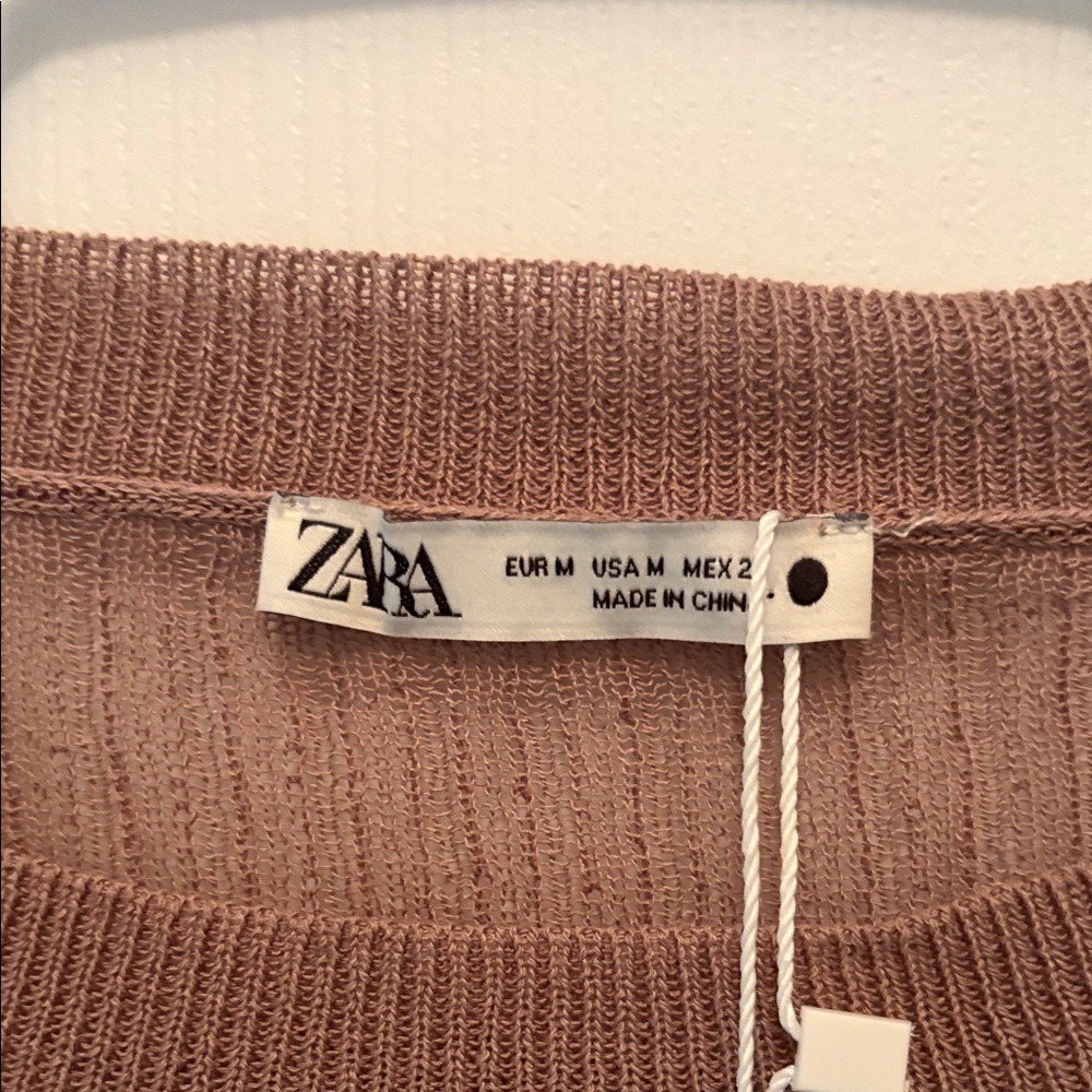 Zara Long Sleeve Ribbed Top - Tan - Picture 2 of 3